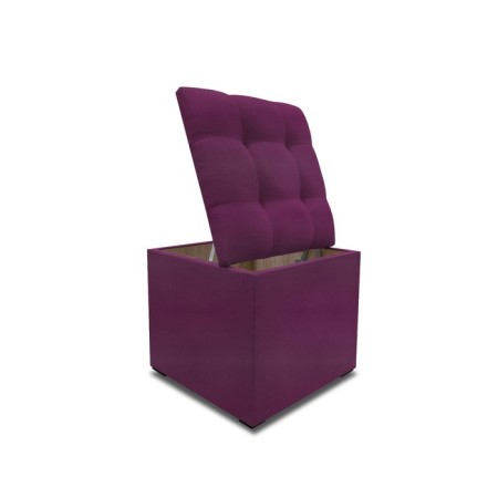 Puff with a lid and weighting, 400 × 400 × 420 mm, eco -leather, Marvel Berry color-2