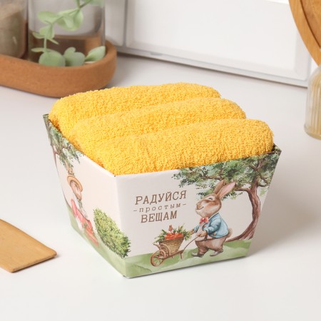 Set of towels Ethel "Rejoice for simple things" 35x50 cm - 3 pcs, 100% HL, MARRA 340 g/m2
