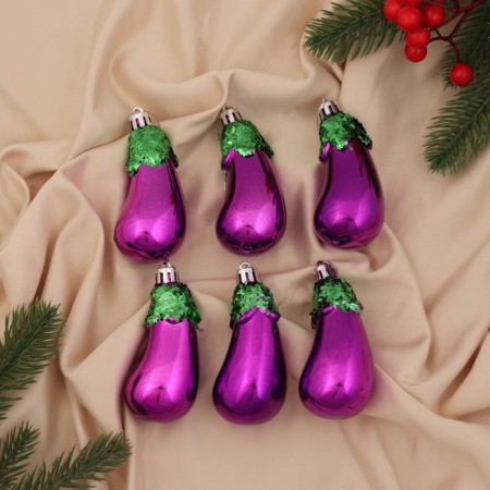 Christmas tree decoration "Eggplant" (set 6 pcs) 9.5x4 cm, purple