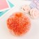 Pompon Artificial fur "Red with white tips" d = 9 cm