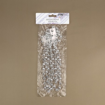 Beads on the threads "Disco ball", 10/4 mm, 2 m, silver color-2