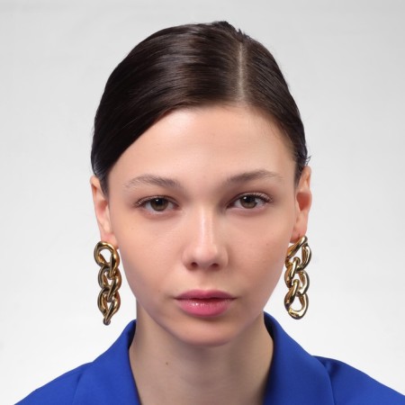 Earrings Metal "Chain" wide links, 3 pcs., Color gold-3
