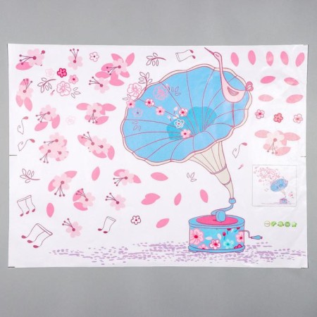 Sticking plastic interior color "Gramophone with flowers" 45x60 cm-1
