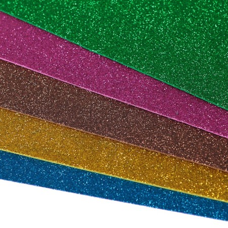 Foamiran color, A4, 2 mm set, Devente, 5 sheets x 5 colors, with sparkles-2