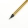 Black pencil with an eraser, hardness of HB, round, sharpened, golden body.
