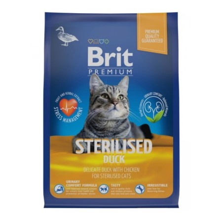 Dry food Brit Premium Cat Duck & Chicken for sterilized cats, duck and chicken, 8 kg