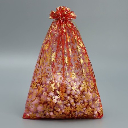 Bag gift organza "New Year's desires", 20 x 30 cm +/- 1.5 cm, New Year-1