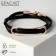 Bracelet Leather "Shaman" Plave, black color in pink gold, 35.5 cm