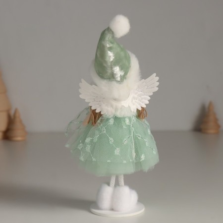Interior doll "Angel in a green dress with a white collar" 5.5x6.5x20.5 cm-2
