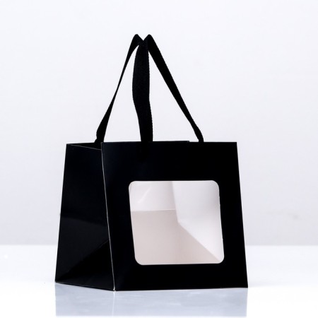 Crafts with a square bottom and window 15 x 15 x 15 cm black, 1pc