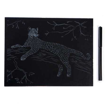 Engraving 18 × 24 cm, animals of Africa "Graceful leopard" (gold)-2