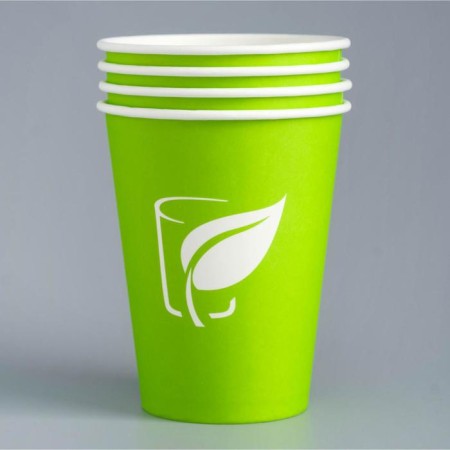 Paper glass "Green Logo" for hot drinks, 350 ml, diameter 90 mm-1