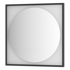 Зеркало в багетной раме с LED-подсветкой 18 Вт, 80x80 см, сенсорный выключатель, нейтральный белый с