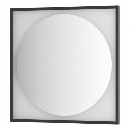 Mirror in a baguette frame with an extension of 18 W, 80x80 cm, sensory switch, neutral white with