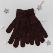 Women's gloves from Mongolian wool, chocolate color, size 17-19