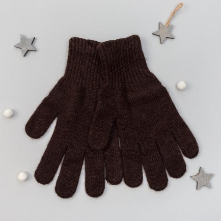 Women's gloves from Mongolian wool, chocolate color, size 17-19