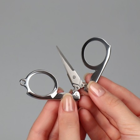 Scissors manicure, straight, folding, 9 cm, silver color-7