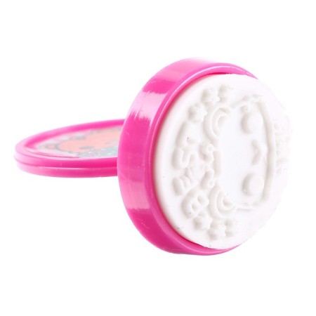 Drawing set: printing 3 pcs., Stamping pillow, pencil 7 colors, pink color-3
