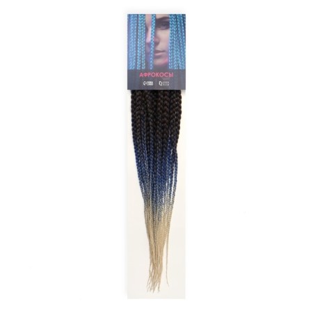 SIM-BRAIDS AFROKOSOS, 60 cm, 18 strands (CE), greasy/blue/milk (#FR-32)-2