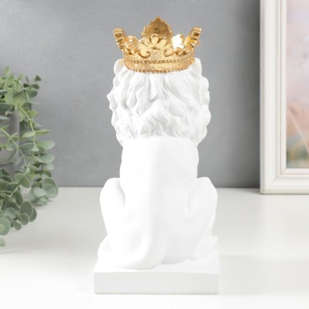 Souvenir Polystone SPRAGE "White Leo in the Golden Crown" 24.5x14x11.5 cm-2