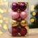 Christmas tree balls New Year, for the New Year, plastic, d = 3 cm, 16 pcs., Wine, pink and gold color