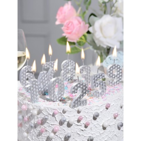 Candle in the cake on the skewer "honeycomb", the number is 7, 7 cm, silver-4