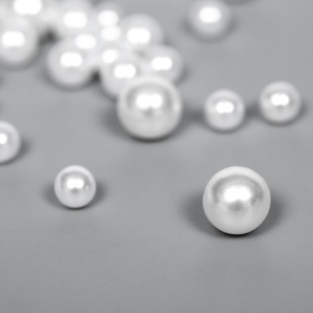Decor for creativity plastic "Balls. White mother-of-pearl" d = 3-8 mm, set 10 grams-1