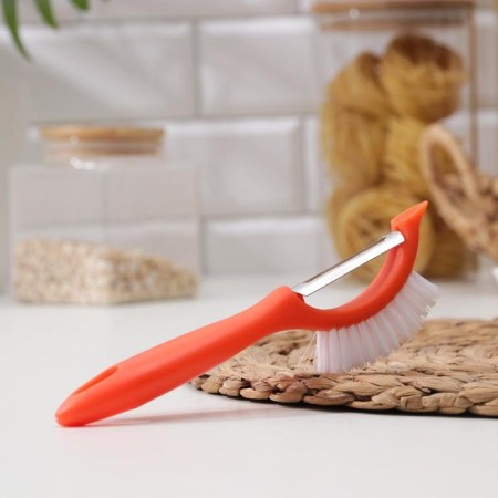 Sarbo's vegetable cleaner, with a brush, 18.5 × 5 cm, color mix