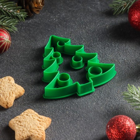 Form for cookies "Christmas tree", cutting, stamp, 8.5 × 8 cm, green color-2