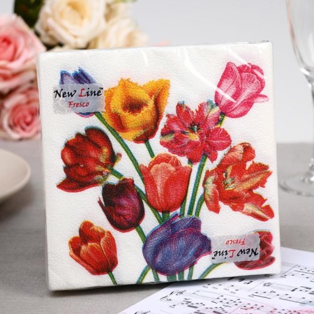 Paper Nev Line Fresco Tulips, 2 layers, 33*33 cm, 20 pcs.