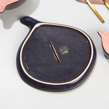 Ceramic plate "Fig", 22.5 x 26.5 cm, pink color-3