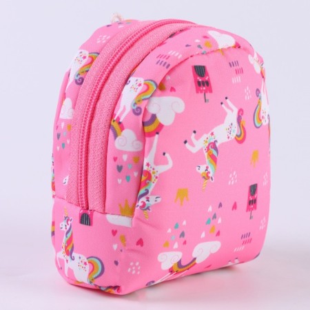 Keychain "backpack with unicorns", 10 cm, pink color-1