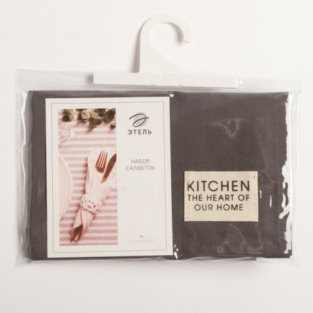 Set of napkins Ethel Kitchen, col. Gray, 30x40 cm - 2 pcs, 100% HL, sarzha 220 g/m2-4