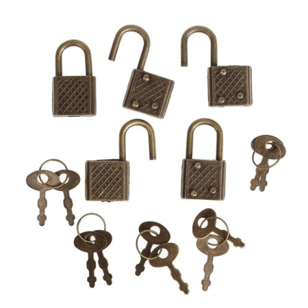 Lack with a key for the casket metal set 5 pcs C286 bronze 3.1x1.7 cm-3