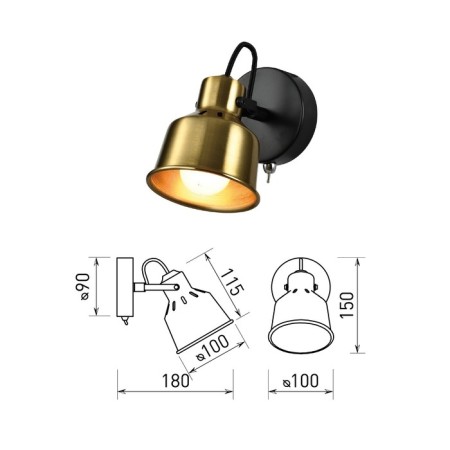 The lamp wall-flowing spot RIVOLI LENORE 7060-701 1CH14, 40W, rotary with a switch-2