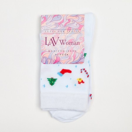 Women's socks, white color, size 23-25-4