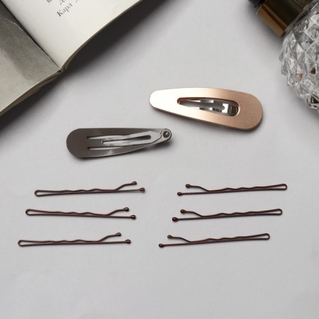 Invisible hair "Adele" (set 10 pcs) 5 cm, bronze-1
