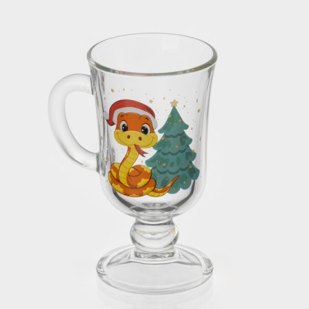 New Year's glass mug for mulled wine "New Year's snakes", 200 ml, mix-1