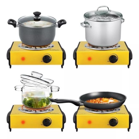 Electric tile KitFort KT-178, 1000 watts, 1 burner, yellow-black-2