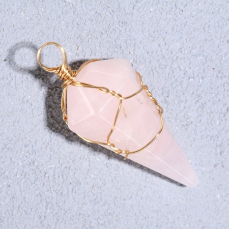 Browler "Crystal Pink Quartz", in wire-1