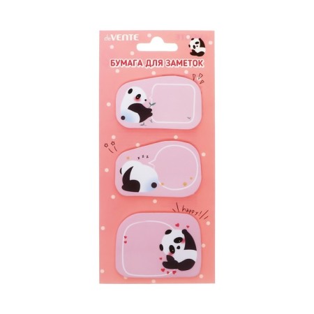 Block with a sticky edge of 55 x 55 mm, figured, Devente Shiba, Panda, Bear, 3 colors x 20 sheets, mix-2