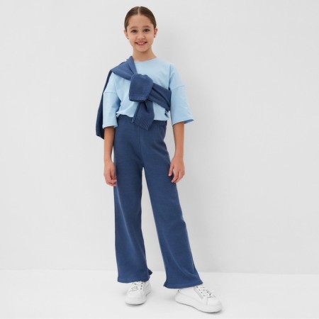 Knitted children's suit (sweater and trousers) minku, blue color, height 116 cm-4
