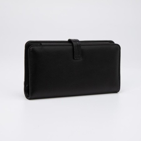 Women's wallet on the button, black color-1