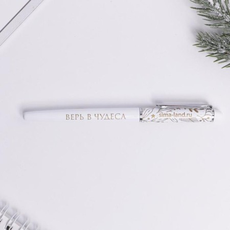 Metal pen with a cap “Believe in miracles”, metal, blue paste, 0.8 mm-1