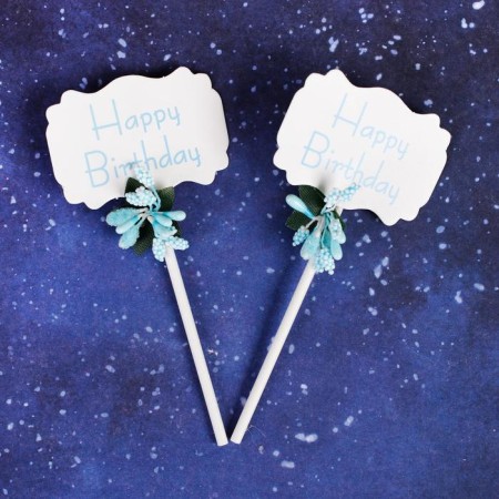 Topper "Happy Birthday", in the set 2 pcs., Mix color-1