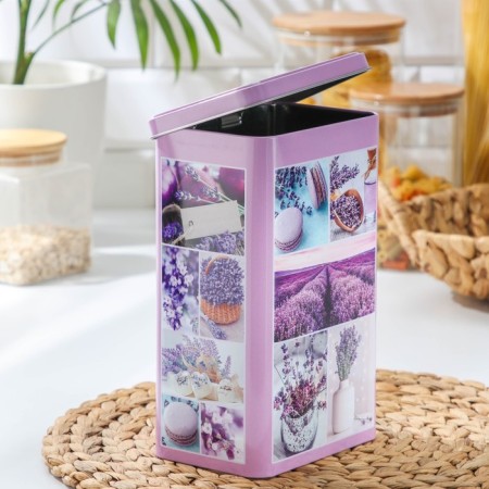 Bank with a lid for bulk products "lavender-3", 2.7 l, 9.5 × 21.5 cm, rectangular-2