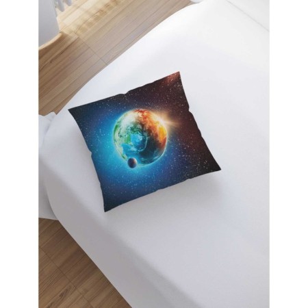 Decorative pillowcase "Earth from the Cosmos", on a zipper, size 45x45 cm-1