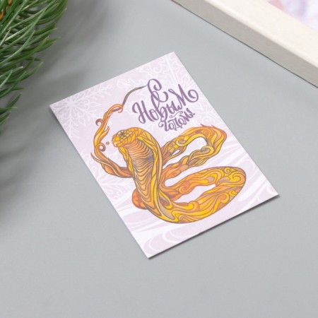 A postcard with the seeds "grow itself" "Happy New Year!" Snake 5*7cm-1