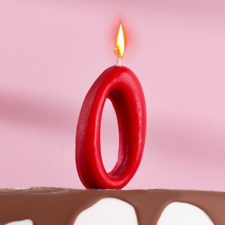 Candle for the cake the number "Oval" "0", red, 5.5 cm