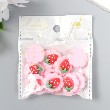 Decor for creativity plastic "Strawberry on a flower" 2x2 cm-4